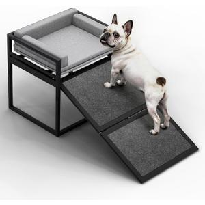 AZV Dog Chairs with Folding Ramps for Bed,Seat Stairs Mate for Small Dogs | Non Slip Steps for Puppy Cats Pets to Get on High Bed with Platform Doggie Office Window Perch Doggy Couch,Dachshunds Ladder