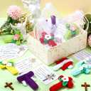 12 Sets Collectible Dolls Bulk Handmade Crochet Cross with Bible Prayer Cards for Women Church Religious Birthday Wedding Baptism Party Favors Stocking Stuffers Home Decor Gifts