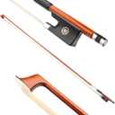 AMZZ Professional 1/2 Violin Bow Brazilwood, Ebony Frog, White Horsehair, Handmade & Balanced for Students & Advanced Players