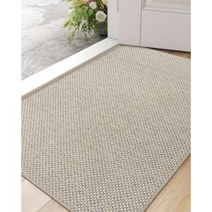 Door Mat Inside Entrance 24x36, Ultra Non Slip Rubber Backed Dirt Trapper, Low Profile Thin Welcome Doormat, Absorbent Easy Clean Entry Mats for Entryway, Patio, Beige (2' x 3' (Rectangular))