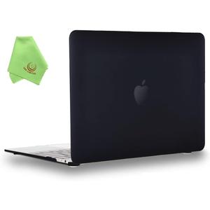 UESWILL Compatible with MacBook (Retina, 12-inch, 2015/2016/2017) Model: A1534, Smooth Soft Touch Matte Hard Shell Case Cover + Microfibre Cleaning Cloth, Black