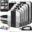 10 Set Compression Packing Cubes for Travel Essentials,Compressible Expandable Packing Cubes for Suitcase,OlarHike Luggage Organizer Bags for Travel,Handy Helper for Organizing Clothes(Black)