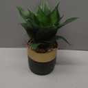 Briful Agave Artificial Wide Leaf Plant in Black and Gold Pot 10.2 Tall Faux Greenery with Plastic Leaves & Pebble Base, Fake Plants for Indoor Table Decor, Desk, Shelf, Office or Bathroom