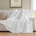 Madison Park Windom Down Alternative Blanket, Premium 3M Scotchgard Moisture Wicking Treatment, Lightweight and Soft Bed Cover For All Season, Satin Trim, White Full/Queen