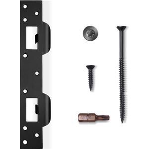 Door Strike Plate Double Opening, with Reinforced Torx/Star Screws & Bit, Reinforcement Striker for Set of Door Handle & Deadbolt(1, Matte Black)