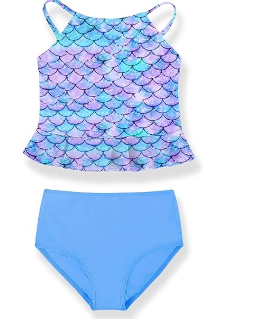 Girls Two Piece Swimsuits Bikini Bathing Suit Kids Hawaiian Swimwear Set, 150