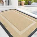 OLANLY Front Door Mat Indoor Outdoor Entrance, Waterproof All-Season, All-Weather Doormat, Sturdy Natural Rubber, Fade Resistant, Low Profile, Easy Clean Patio Porch Entryway Mat, 29.5x17, Beige (29.5" x 17")