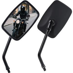 Universal Motorcycle Mirrors - M10 Black Rectangle Handlebar Rearview Mirrors Compatible with Honda Shadow MSX125 Kawasaki Vulcan Z900 Suzuki SV650 Volusia
