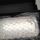 Bling Car Rear View Mirror, Rhinestones Crystal Clip-on Rearview Mirror with HD Glass, Compatible with Most Cars, SUVs, Vehicles, Auto Interior Accessories for Women Girl (White)