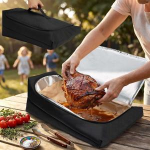 Upgraded Mess-Free Meat Resting Bag with Top-Open Design - 100% Leakproof BBQ Blanket for Brisket, Reinforced Seamless Resting Bag, Smoker Accessories, Grilling Gift for Men (Oxford Fabric 21'') (Black)