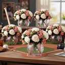 6 Pcs Baseball Party Decorations 4" W x3 H Round Glass Vases Cute Bubble Flower Vase for Centerpieces Baseball Fans Gift and Sport Party Favors Decoration