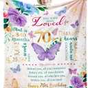 ZWERIVP 70th Birthday Gifts for Women, 70th Women Birthday Ideas, Best 1955 Birthday Gifts for 70 Year Old Women Mom, Happy 70th Women Birthday, 70th Women Birthday Decorations Throw Blanket 50"X60"
