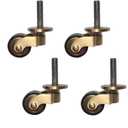 Solid Brass Casters Wheels,1" Furniture Swivel Caster Wheels,Antique Style Rubber Wheels,Heavy Duty Castors for Sofas,Coffee Table,Screw Style Fitting,with Screws, Load 440 lbs of 4 Packs