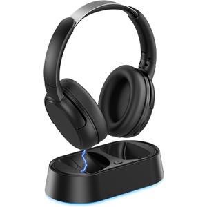 Swiitech Wireless TV Headphones with Charging Dock, 45H Playtime, Bluetooth 5.3, 101ft Long Range, Clear Voice, No Audio Delay, Plug & Play Over-Ear Headset for Seniors