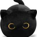 3D Black Cat Plush Toy, 17.7" Black Cat Pillow, Animal Soft Plush Pillow Baby Plush Toy Cat Shape Design Cute Cat Waist Cushion, As Birthday, Halloween, Christmas Decoration (Large)