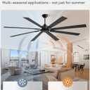 ZMISHIBO 80 Inch Ceiling Fan No Light with Remote Control, 8 Blades Quiet DC Reversible Motor, 6-Speed, Timer, Black Finish, Indoor Outdoor Ceiling Fans for Patios, Living Room, Garage