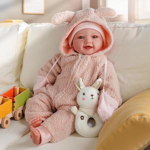 BABESIDE 15-Inch Soft Baby Doll with Baby Feeding Set  Easy to Hold with Cuddly Body  Realistic First Doll for Pretend Play & Toddler Gift (Large)