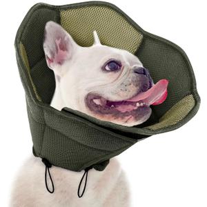 SUNFURA Dog Cone - Soft Cone for Dogs to Stop Licking, Pet E-Collar Alternative After Surgery, Adjustable Pet Recovery Collar for Wound Healing, Army Green Medium