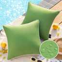 Phantoscope Pack of 2 Outdoor Waterproof Solid Throw Decorative Pillow Cover Decorative Square Outdoor Pillows Cushion Case Patio Pillows for Couch Tent Sunbrella, Forest Green 18x18 inches 45x45 cm
