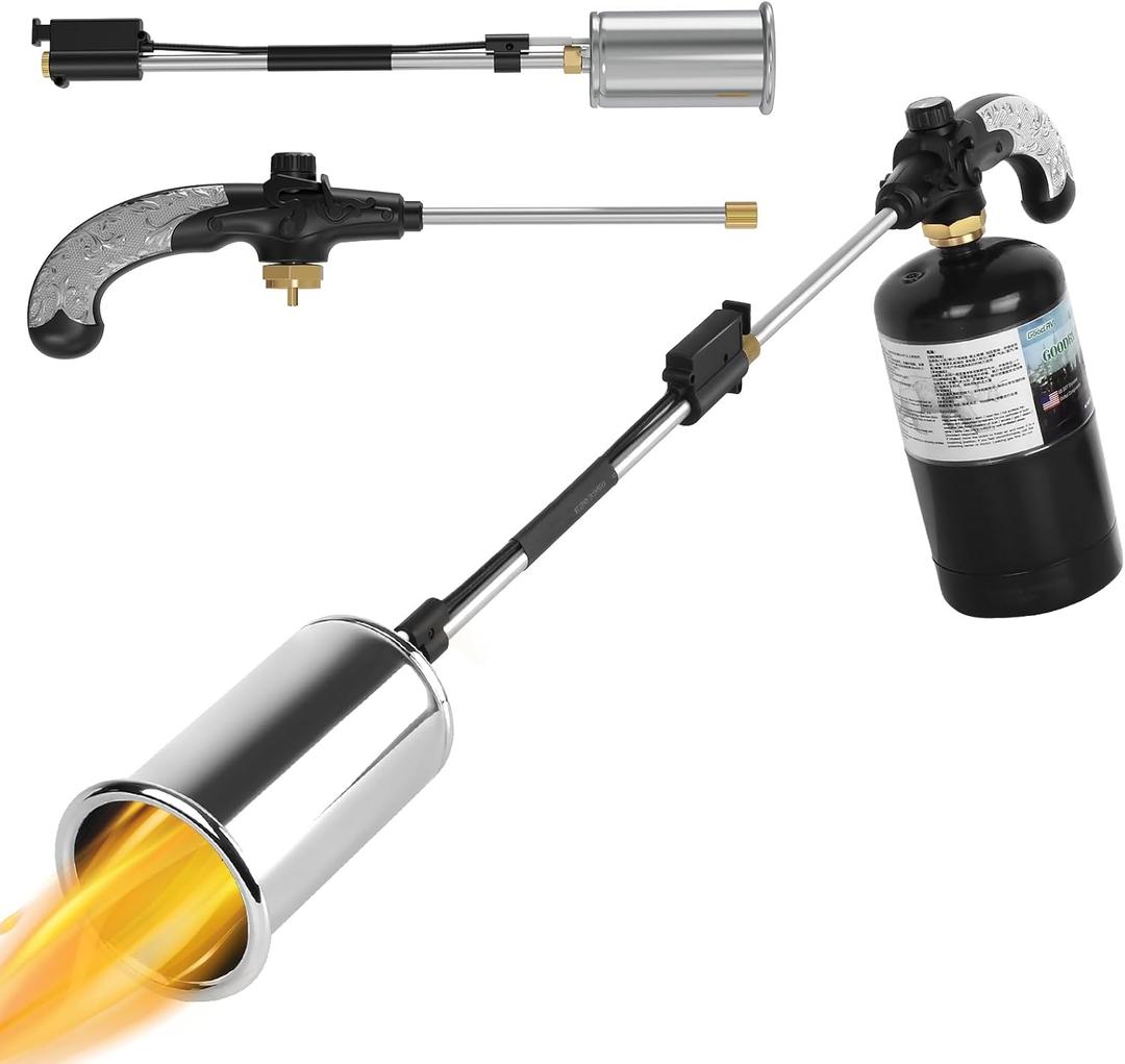 Sondiko Propane Torch Weed Burner, High Output 1,200,000 BTU Weed Torch Flamethrower, 30" Detachable Long Arm Heavy Duty Blow Torch with Flame Control For Garden, Wood, Ice, Snow, Stumps, Melting
