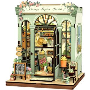 CUTEBEE Book Nook Kit - DIY Miniature House Dollhouse Kit for Adults and Teens, Booknook Tiny House Bookshelf 3D Wooden Puzzle, Gifts for Family (Champs-lyses Florist)