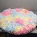 Anti Anxiety Round Fluffy Plush Faux Fur Warm Washable Dog Bed & Cat Bed, Original Bed for Small Medium Large Pets,Used to Relieve Joints and Improve Sleep20"/24"/27'' (27", Rainbow)