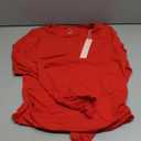 QINSEN Womens Crewneck Long Sleeve Shirt Double Lined Basic Tees Side Ruched Going Out Crop Tops (Large, Red)