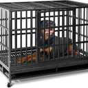 Oranland 48 inch Heavy Duty Indestructible Dog Crate,2025 New Upgraded Reinforced Baseplate for Large Dogs,XL Dog Crate for High Anxiety Dogs/Max Load Capacity 250lbs/Double Door with Wheels