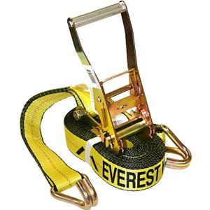 Everest Premium Ratchet Tie Down  1 PK  2 IN  27 FT  3333 LBS Working Load  10000 LBS Break Strength  Double J Hook  Cargo Straps Perfect for Moving Appliances, Lawn Equipment and Motorcycles