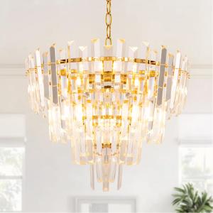 DORESshop Gold Crystal Chandelier Lighting, for Dining Rooms Bedroom Foyer Entryway Ceiling Hanging Pendant Chandelier Light Fixture