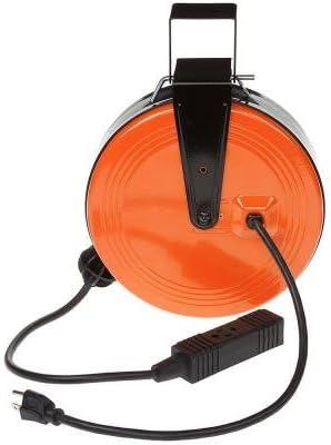 HDX 30 Feet Self Retracting Cord Reel with 3 Outlets, 16 Gauge
