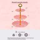 Pack of 10 NWK Cake Stand Set, with 3 x Two-Tier and 3 x Three-Tier Cupcake Stands, 4 x Appetizer Trays, 1 x Tablecloth for Birthday Bridal Baby Shower Party (Pink)