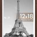 upsimples 12x18 Picture Frame, Display Pictures 11x17 with Mat or 12x18 Without Mat, Wall Hanging Photo Frame, Brown, 1 Pack