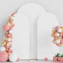 Wokceer Wedding Arch Backdrop Cover 7.2FT, 6FT, 6FT Spandex Set of 3 Wedding Arch Stand Covers Round Top Chiara Backdrop Stands Cover for Birthday Party Ceremony Banquet Decor White