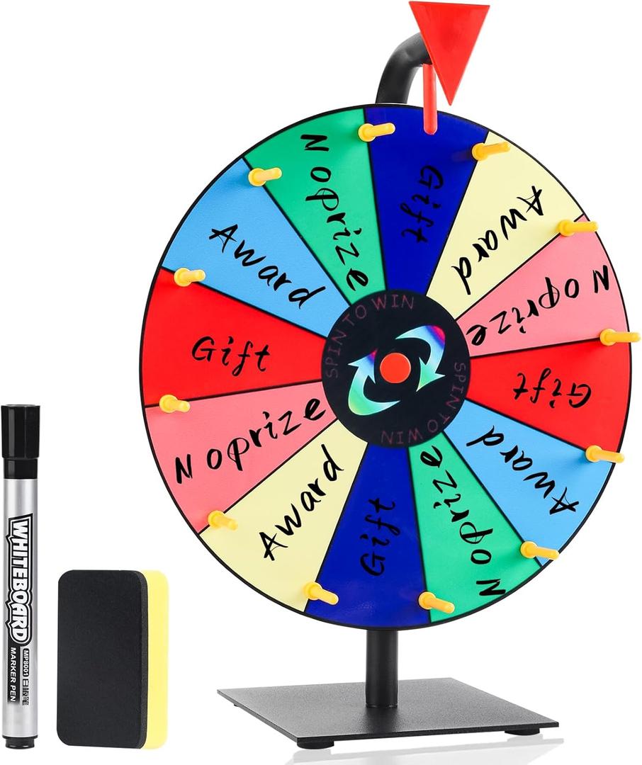 Pareberry 12 Inch Heavy Duty Spin Wheel Prize Wheel with 12 Slots Good for Carnival Events Home Parties and Tradeshows