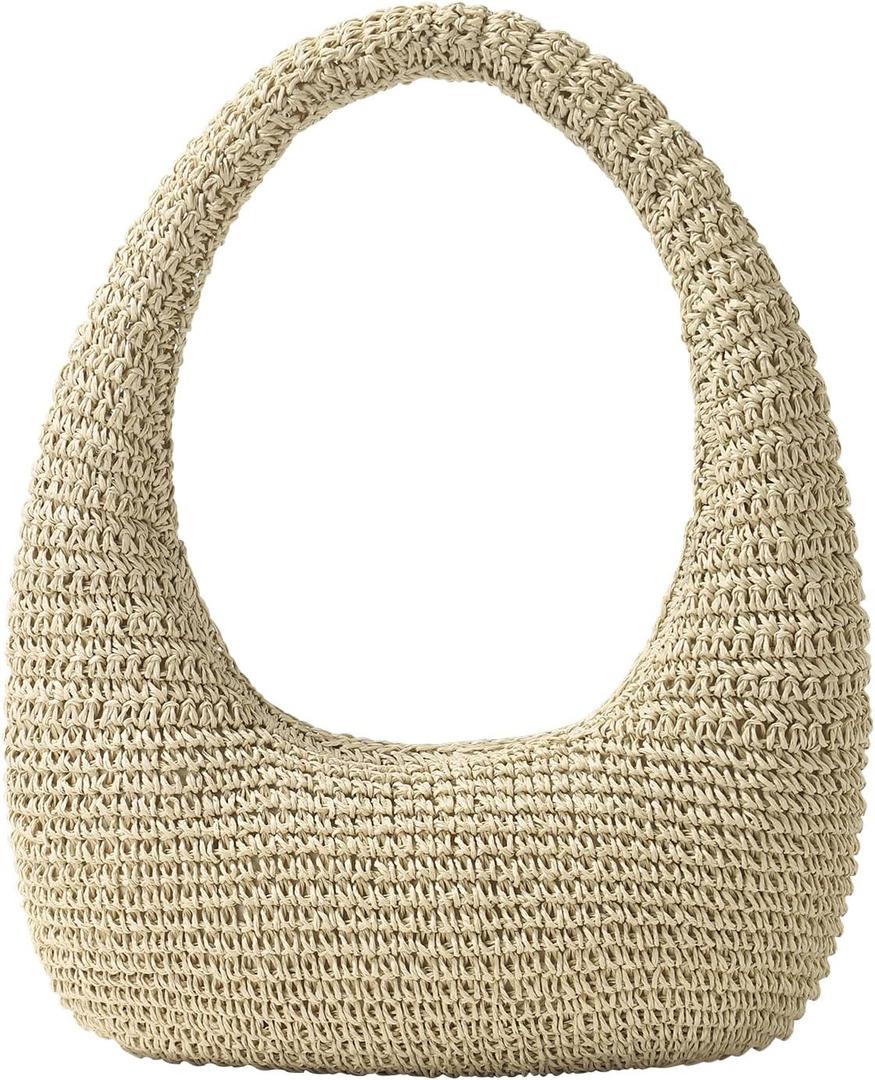 Straw Beach Bag for Women, Summer Tote Bag for Vacation, Hobo Shoulder Bag for Beach Wedding Travel