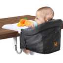 MTWML Hook On High Chair with Tray,Portable Baby High Chair that Attaches to Table,Clip On Fast Table Seat for Babies and Toddlers.Baby Feeding Seat for Dining Tables and Counter(Pure-Black)