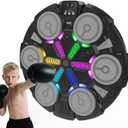 Music Punching Machine for Kids Adults,Bluetooth Wall Mounted Boxing Trainer with Gloves,Rhythm Lights,2 Player Battle Mode,Reaction Training Pad,Home Gym Sport Toys Gifts for Boys Girls Teens 6-12+