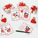 30 Panda Valentines Cards for Classroom Exchange, Funny Valentines Day Cards Greeting Cards Bulk, Valentines Candy Gift Tags, Valentines Day Classroom Gifts for School Class Party Favors