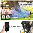 blessny 16'' Portable Rechargeable Floor Fan for Home Patio Camping Gym RV Greenhouse, Max 60 Hours Long Running Time