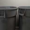 Amazon Basics Heavy Duty Sturdy Round Trash Can, 32 Gallon, Grey, Pack of 2