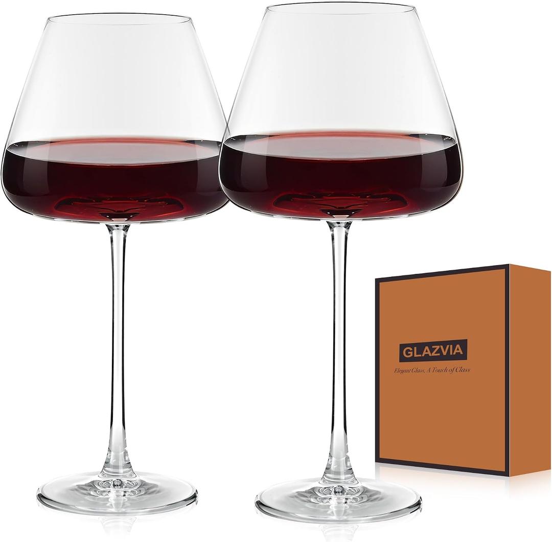 Clear Wine Glasse one, 23oz Classic Stemmed Crystal Burgundy Glasses, Dishwasher Safe Stemware for Red or White, Gift for Party, Holiday, Anniversary, Restaurant, Home Bar, Daily Use