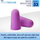 Flents Protechs Foam Ear Plugs, 70 Pair for Sleeping, Snoring, Loud Noise, Traveling, Concerts, Construction, Studying, Work, Shooting, NRR 33, Noise Cancelling, Disposable Purple, Made in the USA