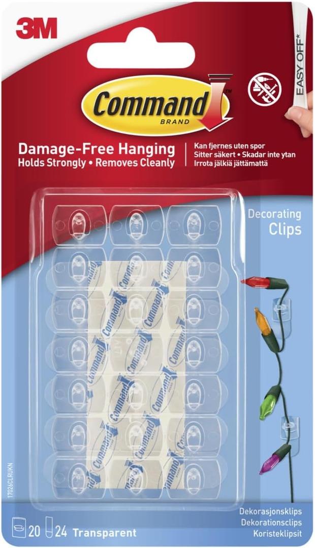 Command 17026CLR-ES Decorating Clips, Clear, 20-Clips