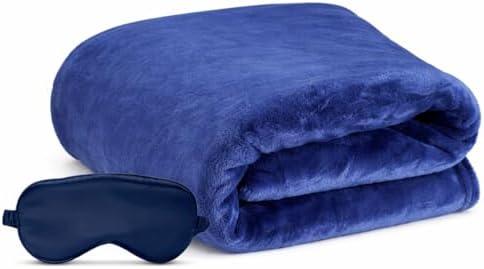 ENZOLVE Travel Blanket, Airplane Blanket, Ultra-Soft, Warm & Lightweight, 65x40 in, Outdoor Blanket Essentials for Women, Men & Kids, Included Eye Mask, Luggage Sleeve & Backpack Clip
