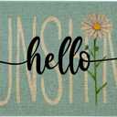 Roszwtit Spring Summer Door Mat 30 X 17 Inch Hello Sunshine Daisy Doormat Indoor Outdoor Entrance Floor Rug Non Slip Spring Summer Decor Rubber Mats (1'5" x 2'6" (Rectangular))