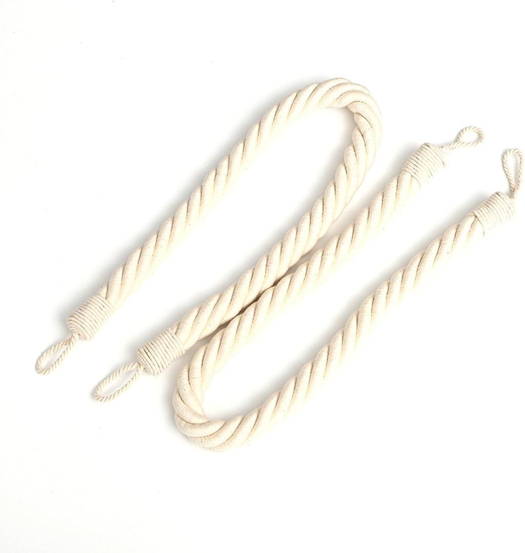Curtain Ties 2 Pieces Cotton Twist Curtain Straps Twist Curtain Straps Strapping Rope White (White)