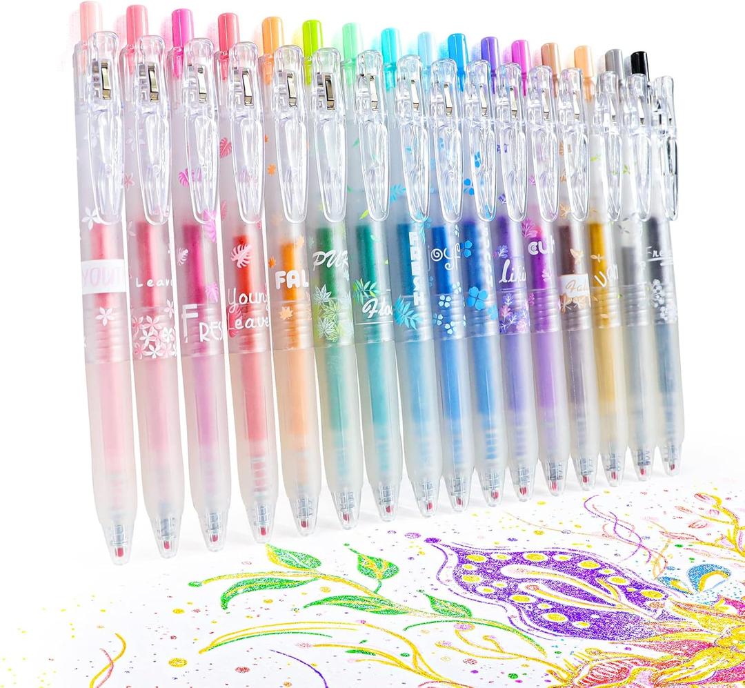 Glitter Gel Pens, 16 Pack Colored Glitter Pens, 0.7mm Retractable Colorful Sparkle Gel Markers, Sparkly & Pastle Colors, Tween Teen Girl Gifts Trendy Stuff for Journaling Coloring Art Supplies