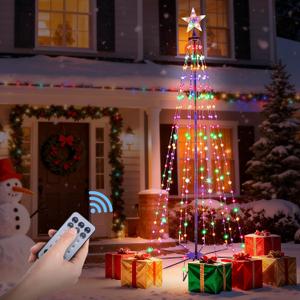 6Ft 240 LEDs Christmas Cone Tree Lights,RGB Outdoor Christmas Tree Lights with Remote Control, Waterproof String Lights Holiday Decorations for Yard Patio Garden Holiday - Multicolor