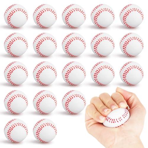 Hxezoc 18 Pieces Mini Baseball Stress Balls Baseball Party Favors Foam Sports Balls Small Squeeze Anxiety Bulk Toy Ball for Kids Birthday Party, School Reward Carnival Party Supplies